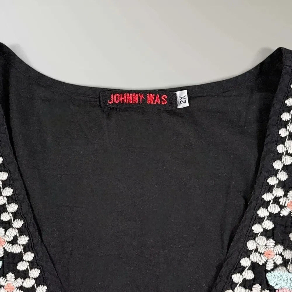 Johnny Was Blouse Tunic Top V-Neck Embroidered Floral Boho Cottage Core Size 2X - Picture 4 of 9